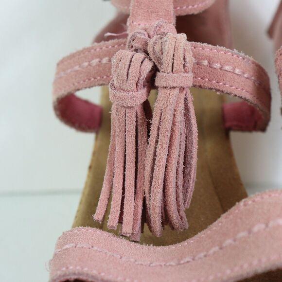 Minnetonka Lincoln Pink Wedge Suede Sandals 9 - Picture 6 of 9